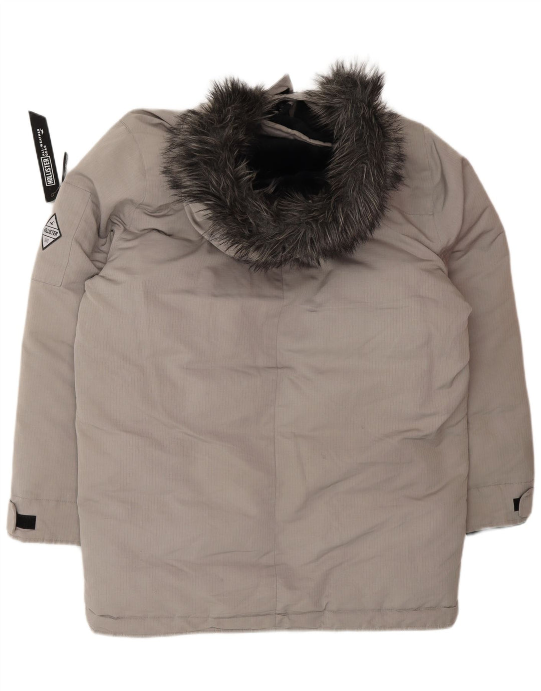 HOLLISTER Herre hættepolstret jakke UK 40 Large Grå Polyester