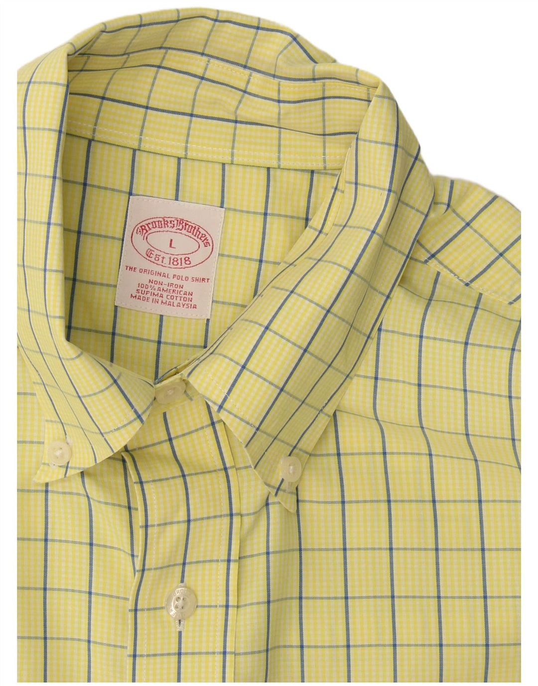 Brooks Brothers herreskjorte stor gul ternet bomuld