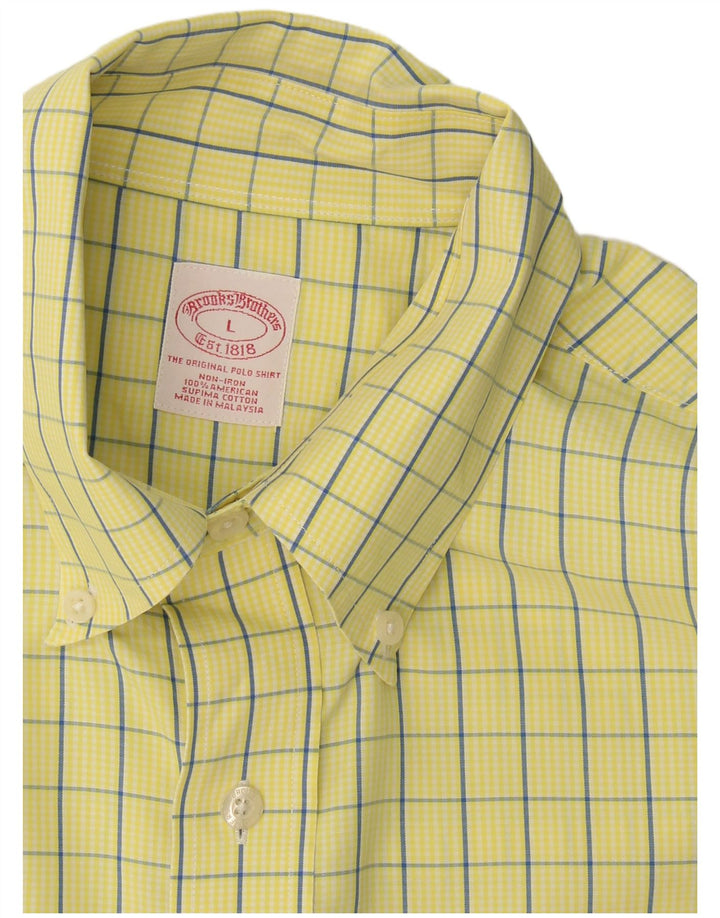 Brooks Brothers herreskjorte stor gul ternet bomuld