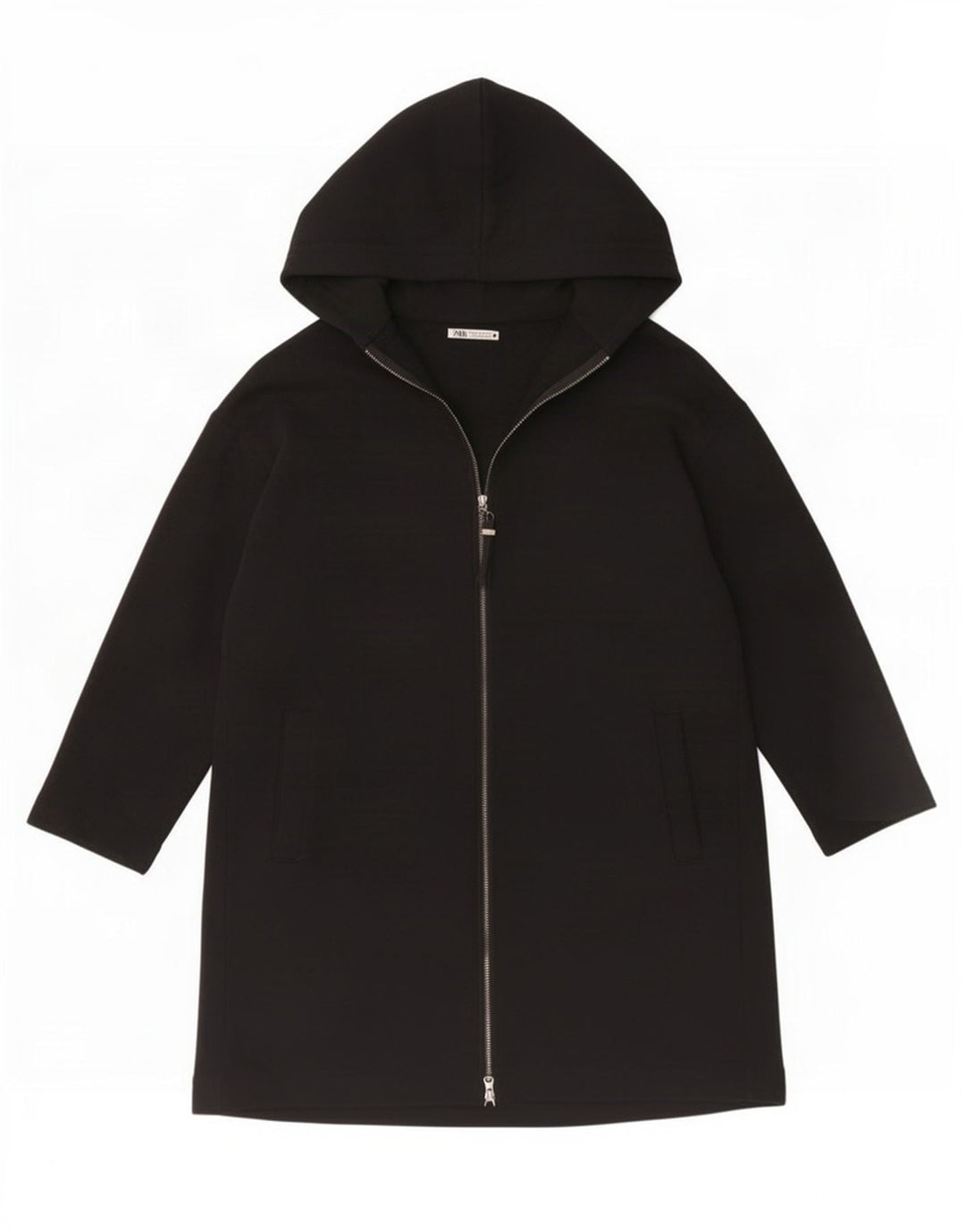 Zara Womens Longline Oversized Cardigan Sweater UK 14 Medium Black Bomuld