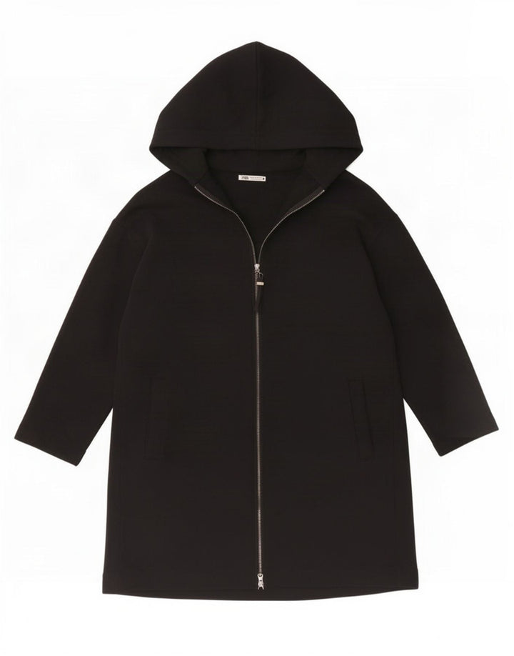 Zara Womens Longline Oversized Cardigan Sweater UK 14 Medium Black Bomuld