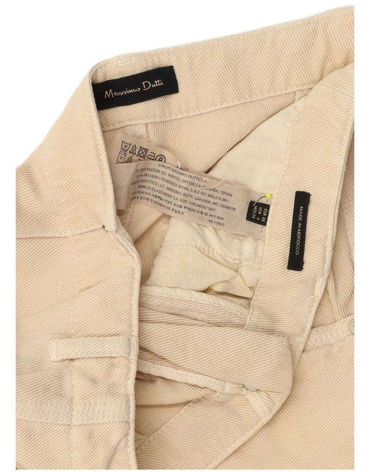 Massimo Dutti Dame Cropped Trousers EU 38 Small W28 L24 Beige Lyocell