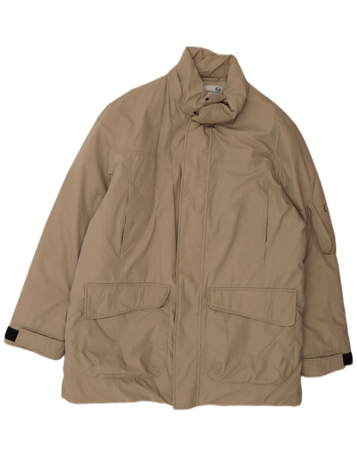 Sergio Tacchini Herre Windbreaker Coat UK 40 Large Beige Polyester