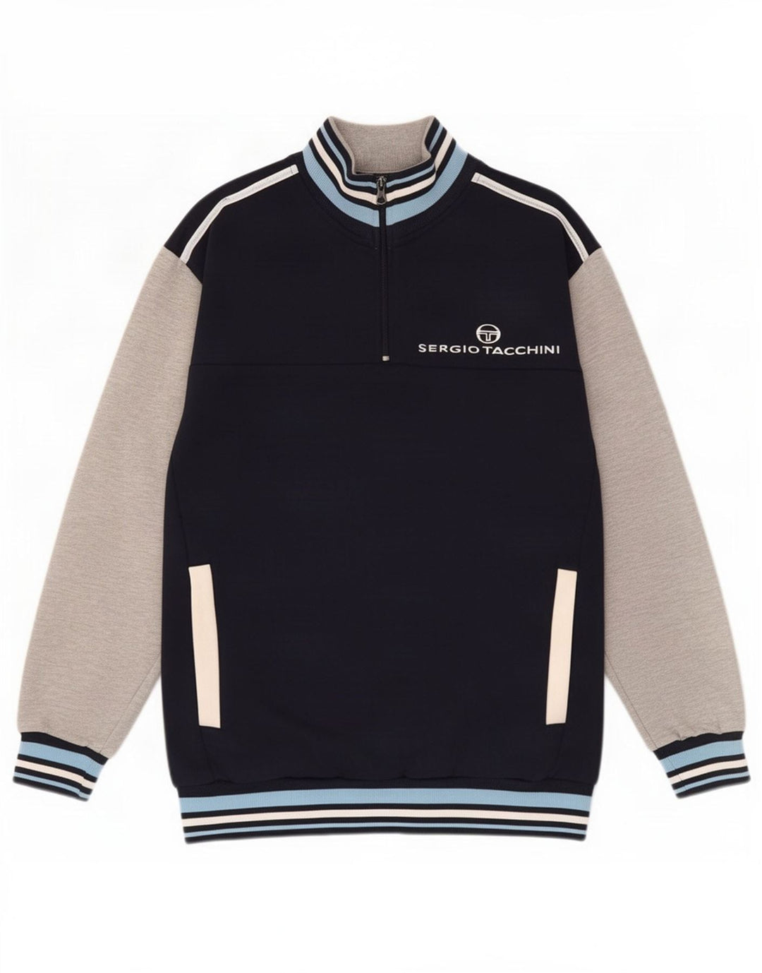Sergio Tacchini Dame Grafisk Sweatshirt Jumper UK 14 Medium Navy Blue