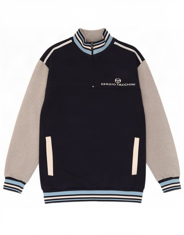 Sergio Tacchini Dame Grafisk Sweatshirt Jumper UK 14 Medium Navy Blue