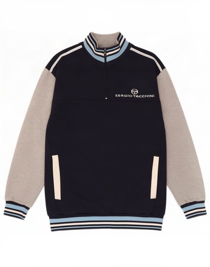 Sergio Tacchini Dame Grafisk Sweatshirt Jumper UK 14 Medium Navy Blue