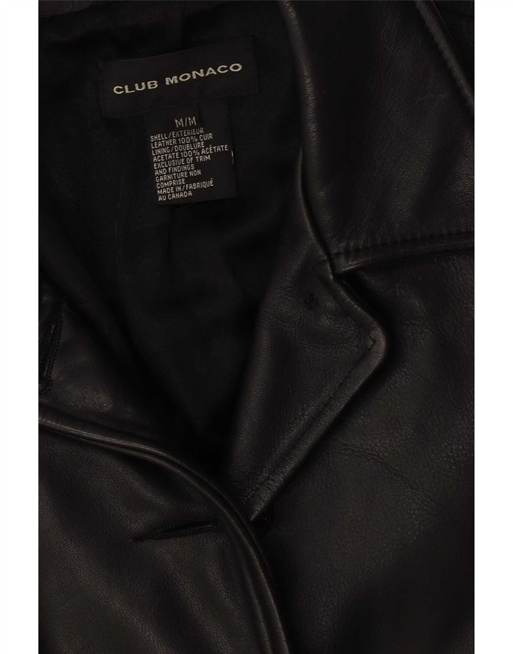 Club Monaco Dame Læderjakke UK 14 Medium Sort Læder