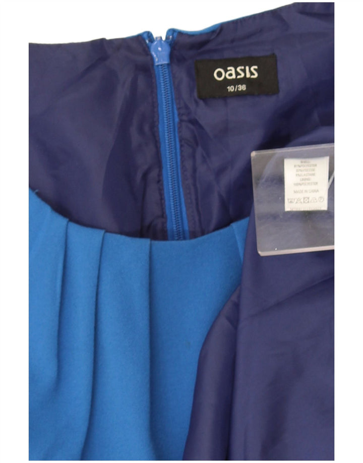 Oasis Dame Ærmeløs A-Line Kjole UK 10 Small Blue Polyester