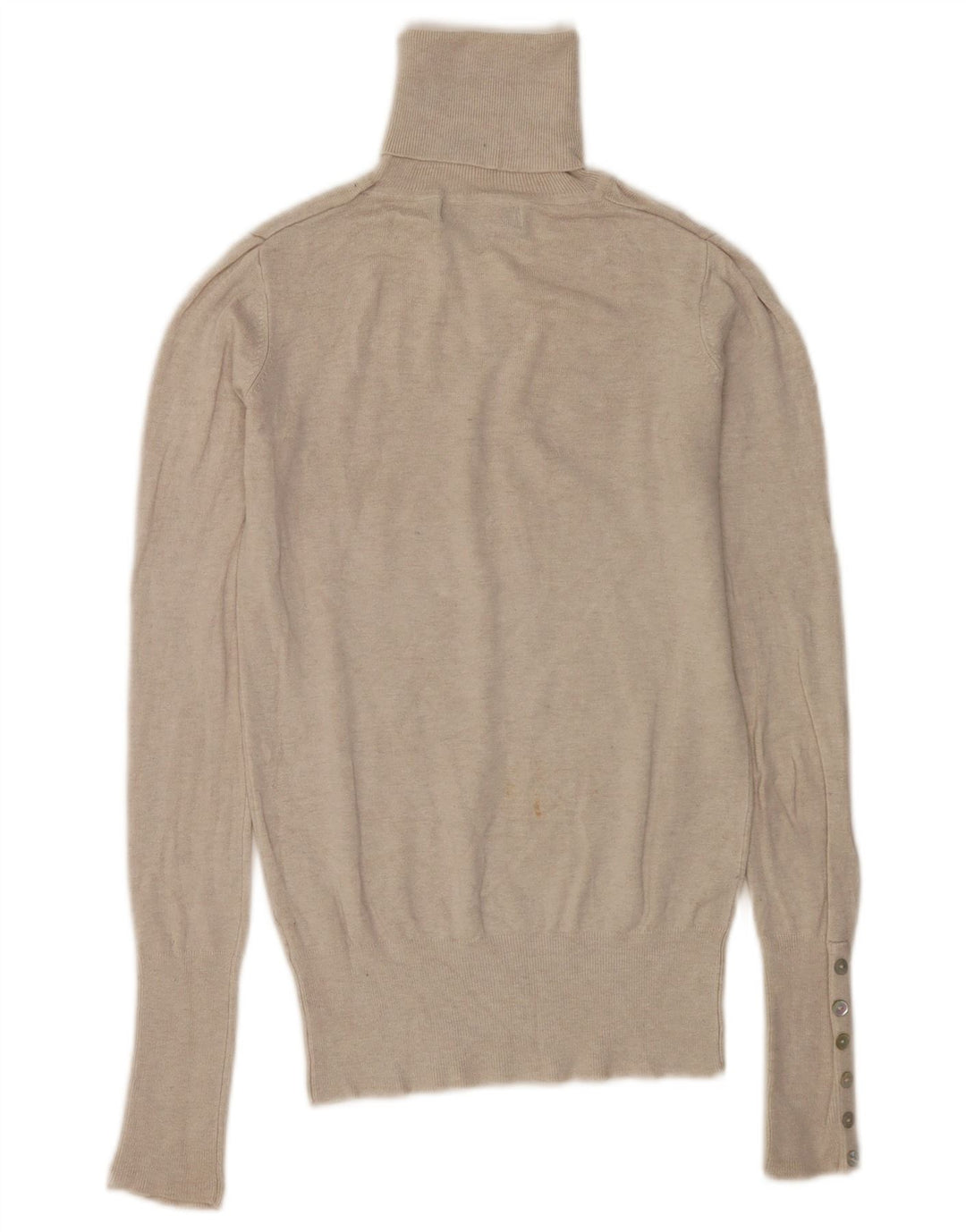 Zara Dame Roll Neck Jumper Sweater UK 10 Small Beige Rayon