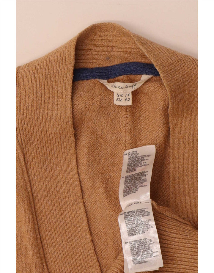 White Stuff Dame Cardigan Sweater UK 14 Stor Beige Bomuld