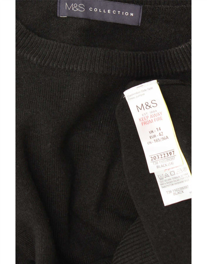 Marks & Spencer Dame sweater med rund hals DK 14 Medium Sort Akryl