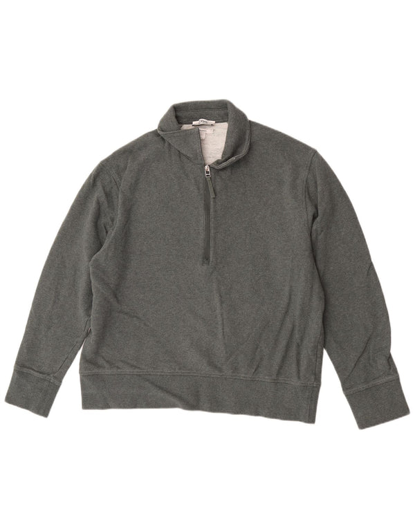 Cos Herre Relaxed Zip Neck Sweatshirt Jumper Medium Green Bomuld