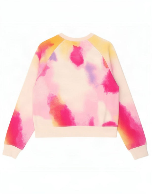 Champion Womens Crop Sweatshirt Jumper UK 16 Large Multicolor Tie Dye