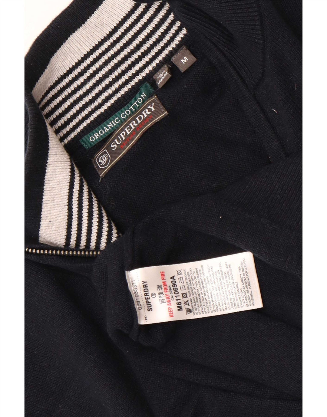 Superdry sweater med lynlås til mænd mellem marineblå bomuld