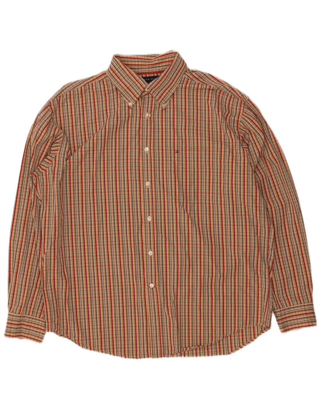 Tommy Hilfiger Herreskjorte XL Beige ternet bomuld