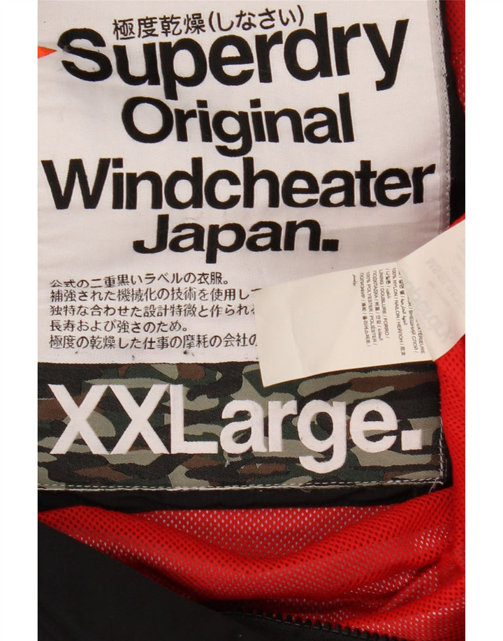 Superdry Herre Windcheater Windbreaker Jacket UK 44 2XL Sort Nylon