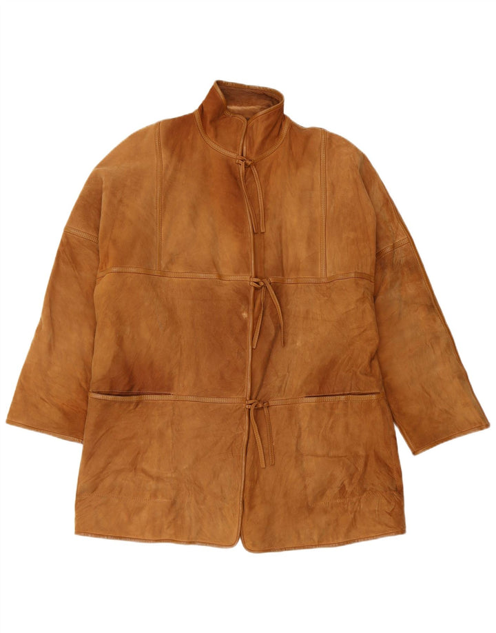 Vintage Dame Oversized Shearling Jacket IT 46 Stort brunt læder