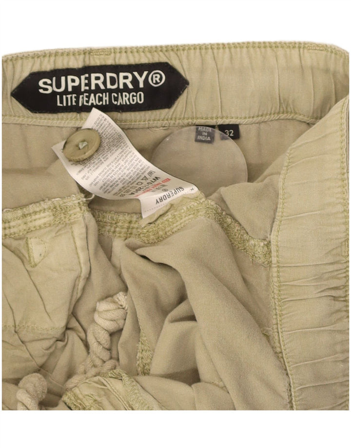 SUPERDRY Womens Joggers Cargo Trousers W32 L30 Khaki Cotton
