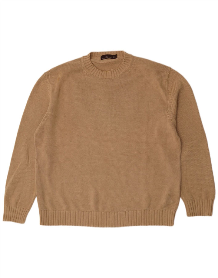 Zara Herre sweater med rund hals XL Beige bomuld