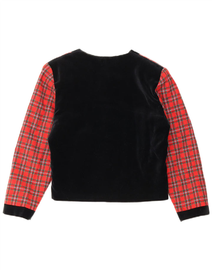 Vintage Dame Crop Bomber Jacket IT 40 Lille rød ternet uld