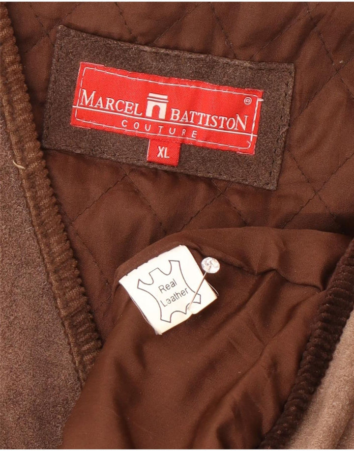 Marcel Battiston Herre Lædervest XL Brun Klassisk