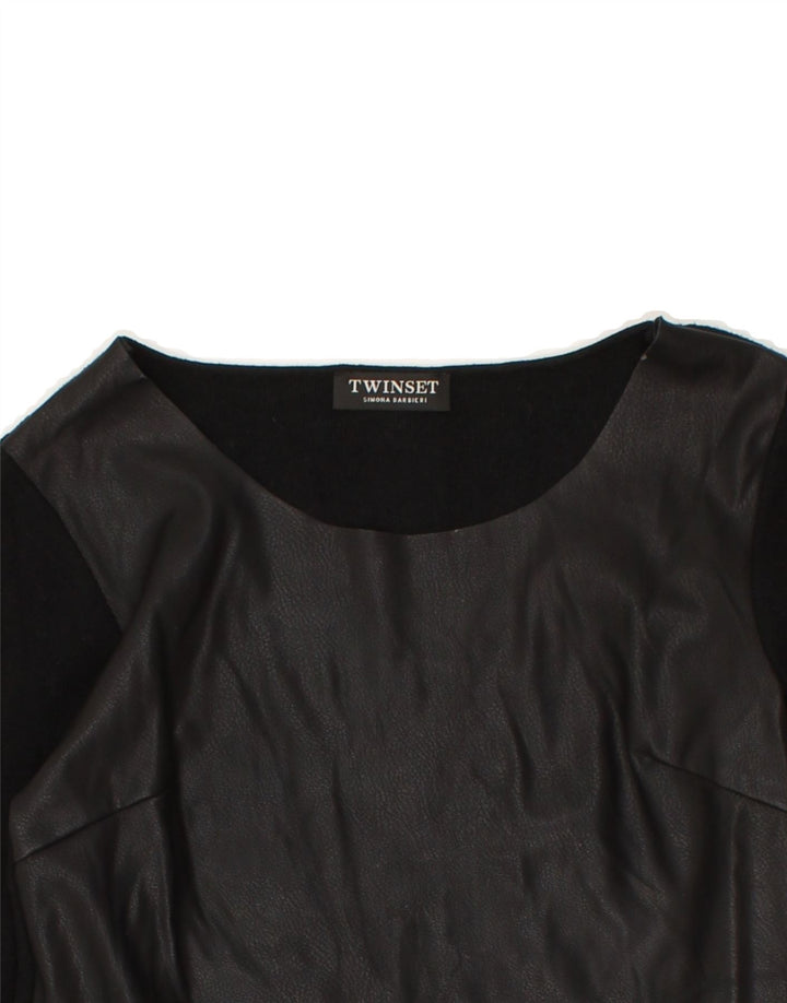 TWIN-SET Womens Long Sleeve Blouse Top IT 40 Small Black Viscose | Vintage Twin-Set | Thrift | Second-Hand Twin-Set | Used Clothing | Messina Hembry 