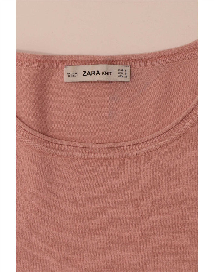 Zara Dame Oversized Bluse Top UK 10 Small Pink Colourblock