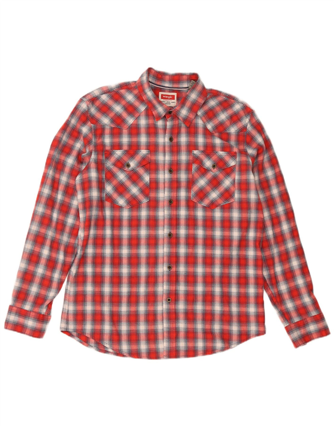 Wrangler herre flannel skjorte stor rød ternet bomuld