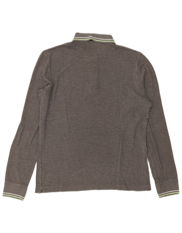 Lotto Mens Long Sleeve Polo Shirt Small Grey Striped