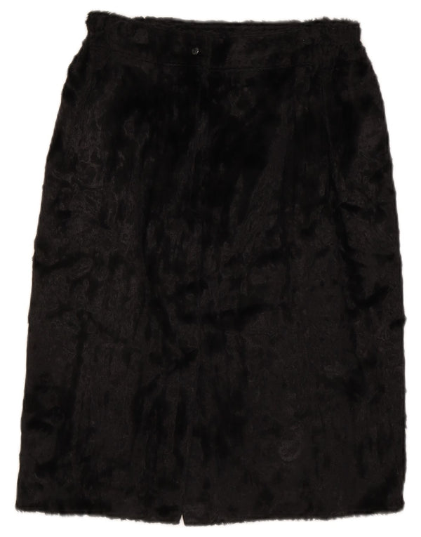 Vintage dame velour lige nederdel lille W26 sort