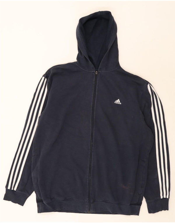 Adidas Hættetrøje med lynlås til mænd XL Marineblå Colourblock Bomuld