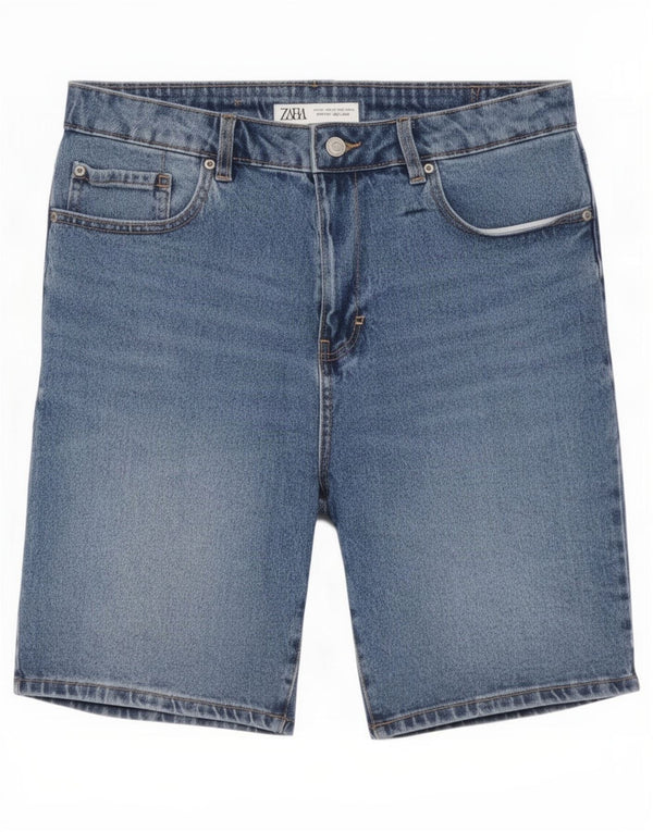 Zara Herre Denim Shorts EU 42 Large W32 Blå Bomuld