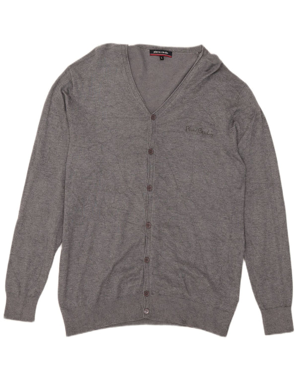 Pierre Cardin Mens Cardigan Sweater Large Grey Viscose