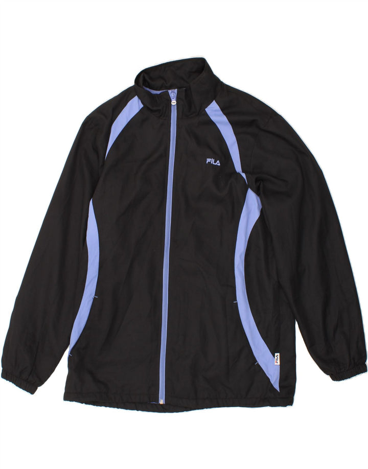 FILA Womens Tracksuit Top Jacket UK 16 Large Black Colourblock Vintage Fila and Second-Hand Fila from Messina Hembry 