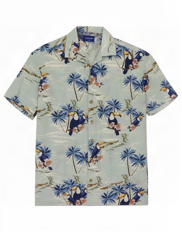 Jack & Jones Kortærmet Herreskjorte Lille Blå Blomsterbomuld Hawaiiansk