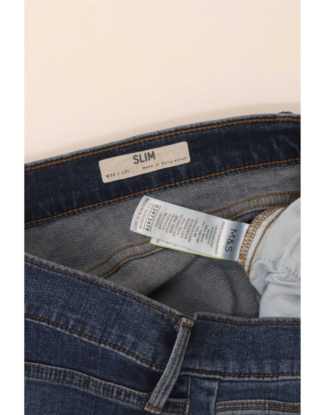 Marks & Spencer Herre Slim Jeans W34 L31 Blå Bomuld