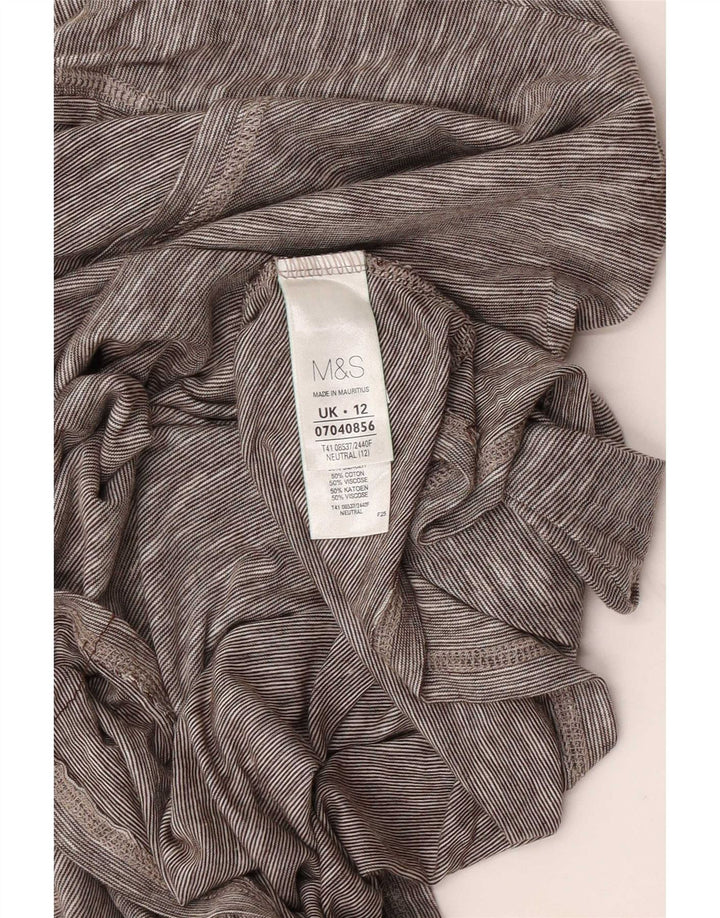 Marks & Spencer Dame Top 3/4 ærmer UK 12 Mellemgrå Flecked Bomuld