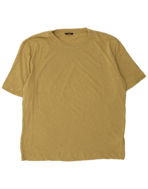 Massimo Dutti Dame T-Shirt Top UK 20 2XL Gul Linen