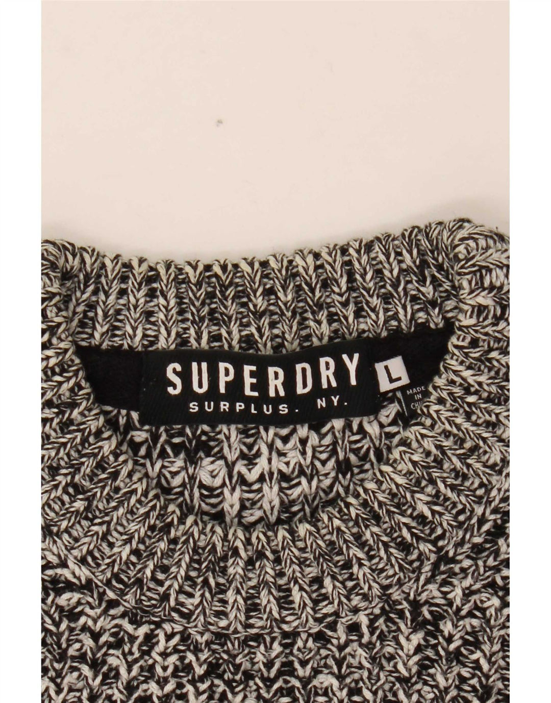 Superdry sweater med rund hals til mænd, stor grå flækket