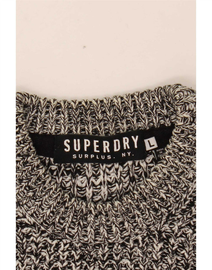 Superdry sweater med rund hals til mænd, stor grå flækket