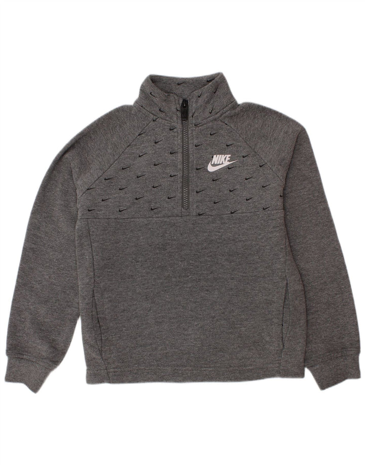 Nike drenge grafisk sweatshirt med lynlåshals 5-6 år mellemgrå bomuld