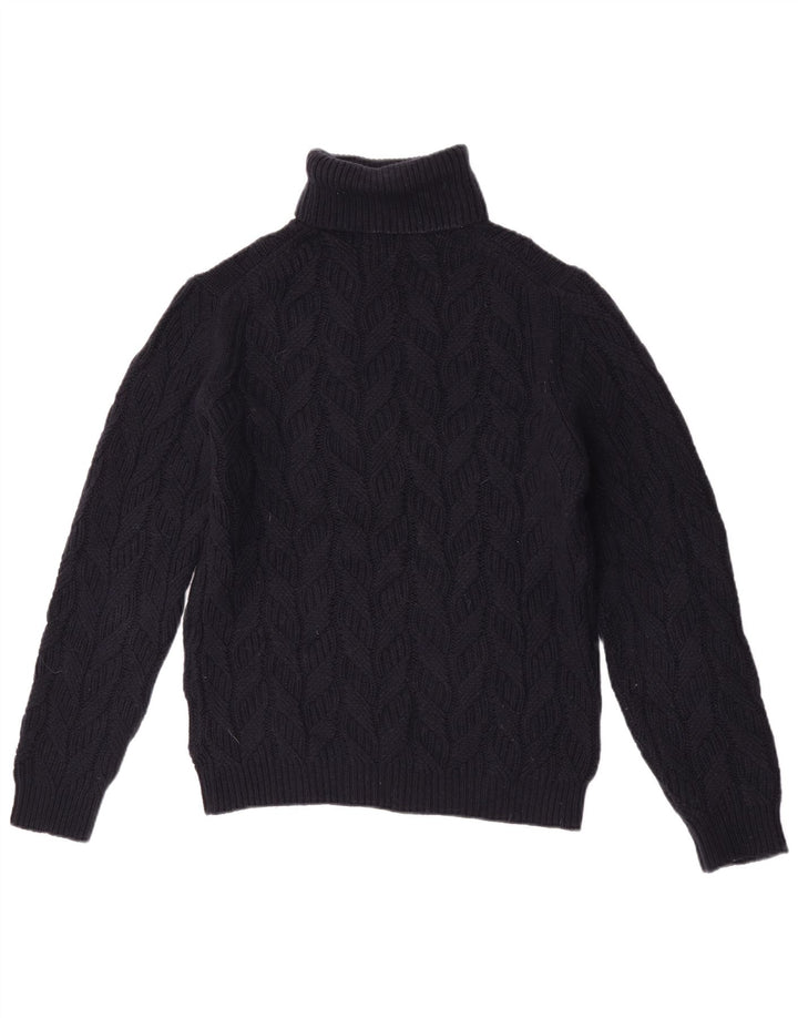 Massimo Dutti Dame Rullehals Sweater UK 14 Medium Navy Blue Wool