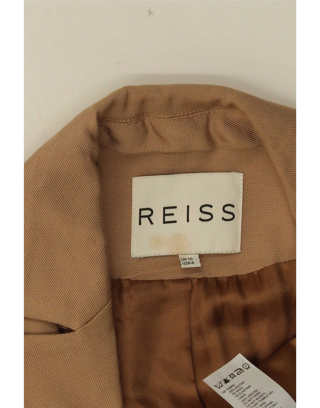 Reiss Dame 1 Knap Blazer Jacket UK 10 Small Beige Viscose