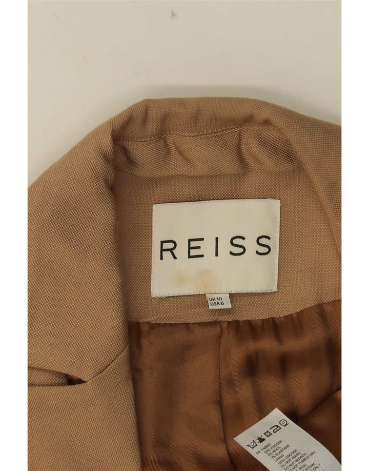 Reiss Dame 1 Knap Blazer Jacket UK 10 Small Beige Viscose