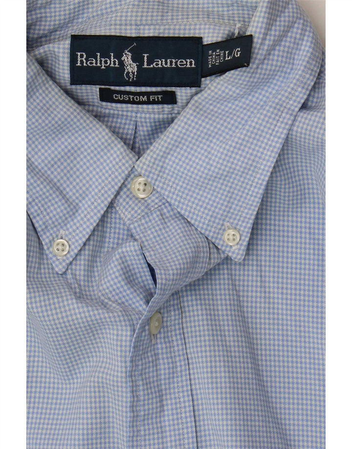 Ralph Lauren Herre Custom Fit skjorte, stor blå ternet bomuld