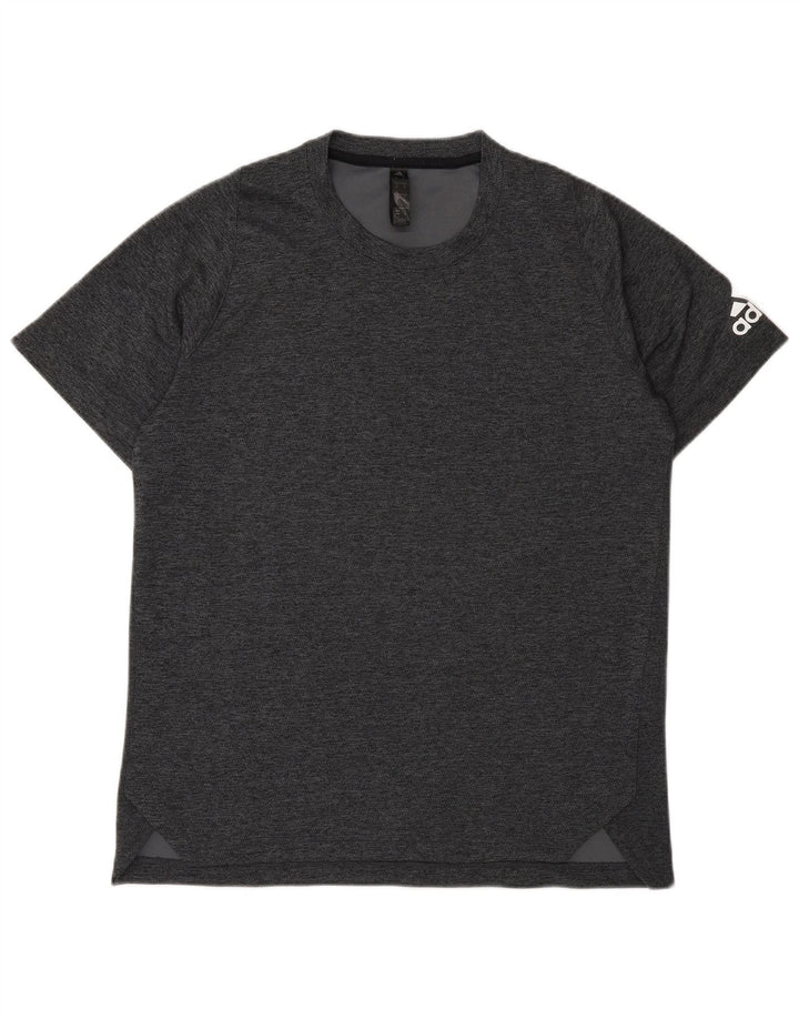 Adidas grafisk t-shirt til mænd, mellemgrå flækket polyester