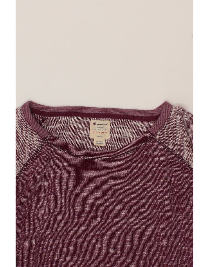 CHAMPION Womens Sweatshirt Jumper UK 18 XL Burgundy Flecked Polyester Vintage Champion and Second-Hand Champion from Messina Hembry 
