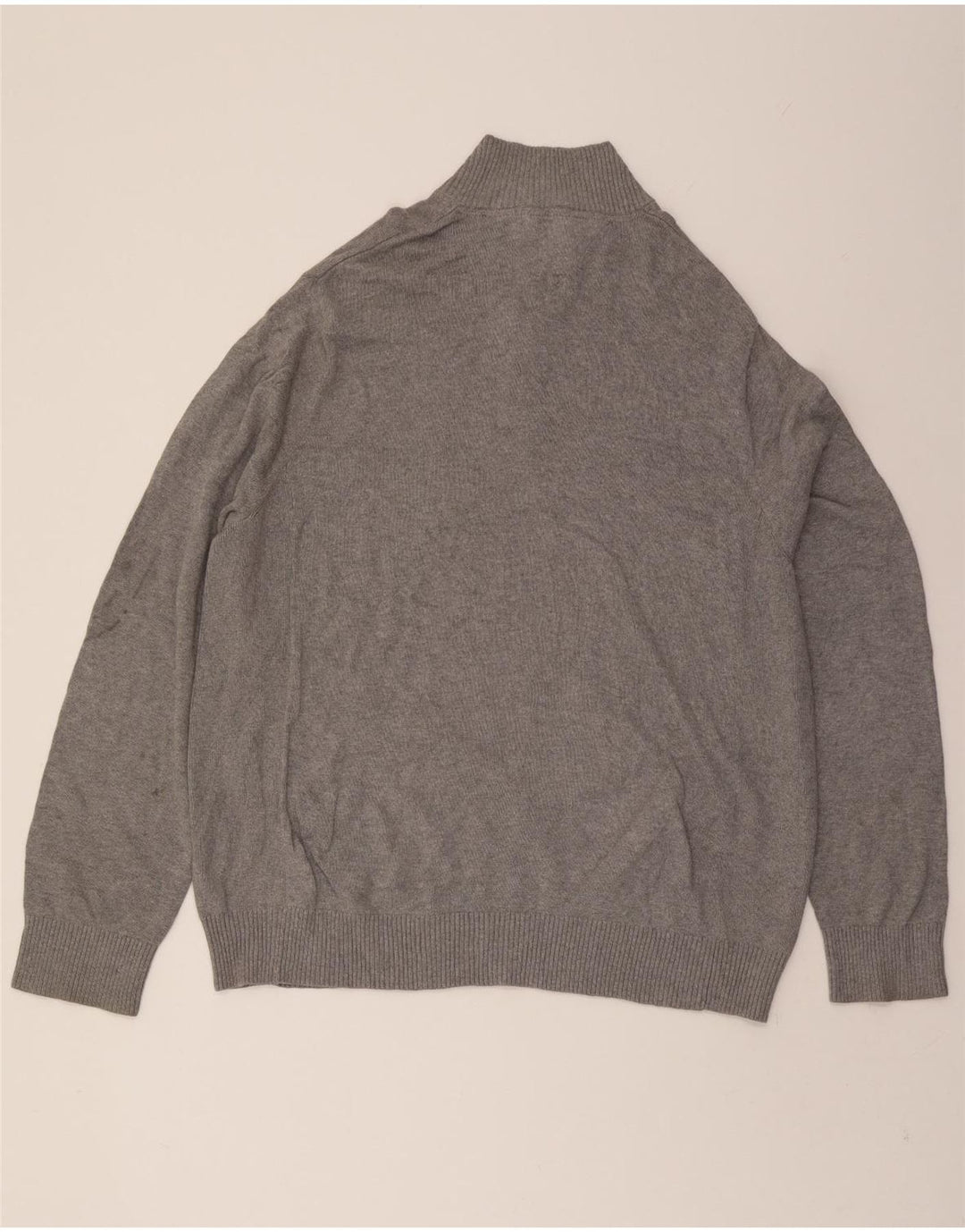 TOMMY HILFIGER Mens Zip Neck Jumper Sweater 2XL Grey Cotton Vintage Tommy Hilfiger and Second-Hand Tommy Hilfiger from Messina Hembry 