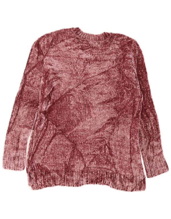 ORVIS Dame V-hals sweater UK 14 Medium Maroon Polyester