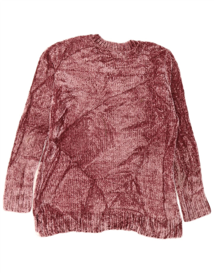 ORVIS Dame V-hals sweater UK 14 Medium Maroon Polyester